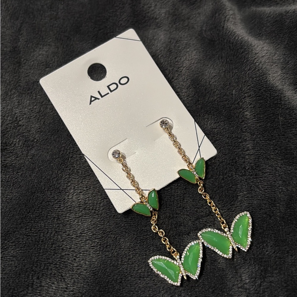 Aldo Green Butterfly Dangle Earrings